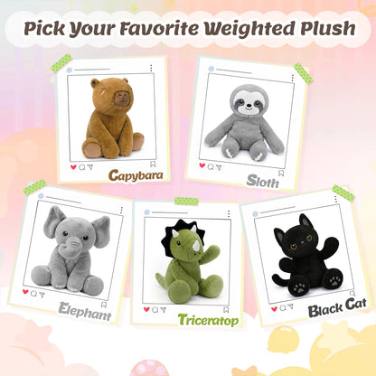BRICHOEE 5lbs Weighted Stuffed Animals, Elephant Plush Sensory Weighted Elephant Stuffed Animals, Cute Plush Toy Calming Plushie Pillow Birthday Gifts for Adults Baby Kids Boys Girls