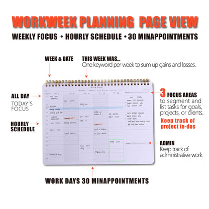 Weekly To Do List Planner with Hourly Schedule - A4 Workweek Desk Pad, 54 Sheets Weekday Planning Notepad, Workday Appointment Planner Book to Organize Your Daily Productivity - Undated Agenda