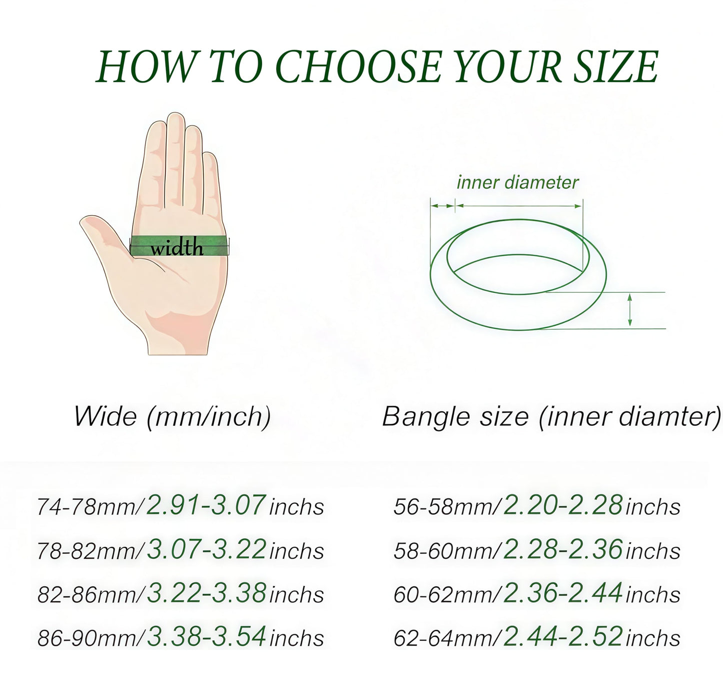 sunglnl Jade Bracelet For Women, Green Stone Bangle Natural Gradient Chinese Style Bracelets With Box Wealth Fortune Healing Protection Good Luck Jewelry Gift (Dark Green, 64mm/2.51in)