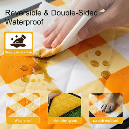 JACTUM 2 in 1 Tote Picnic Blanket Waterproof Outdoor Camping Mat,Large Capacity Beach Blanket 80''x80'' 7 Layers Easy to Foldable and Carry.