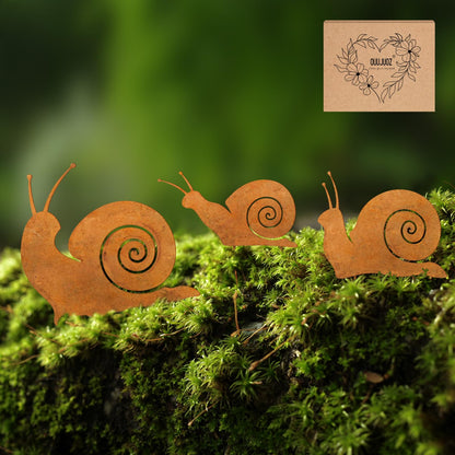 OUUJUOZ 3pcs Metal Yard Art,Snail Garden Decor, Outside Lawn Ornaments Porch Backyard Sculpture, Patio Lawn Garden Yard Decorations