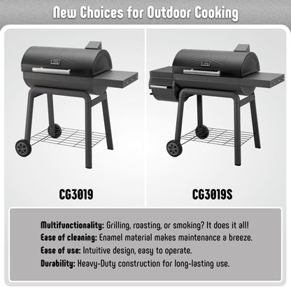Feasto Heavy-Duty 30-Inch Charcoal Grill with Side Table & 647 Sq. In Cooking Area, Outdoor BBQ Grill for Outdoor Barbecue in Backyard, Patio and Parties, Grey