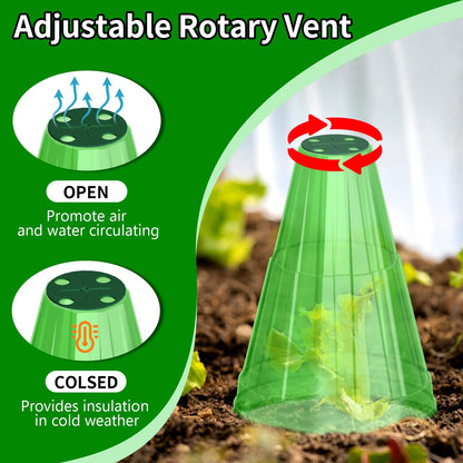 Garden Cloches for Plants, 20 Pack Garden Cloche with Rotary Vent, Reusable Bell Plant Covers with 40Pcs Ground Stakes, Plant Cloche Protectors from Animals Snails Birds Chickens, 7.9" H X 6.7" D