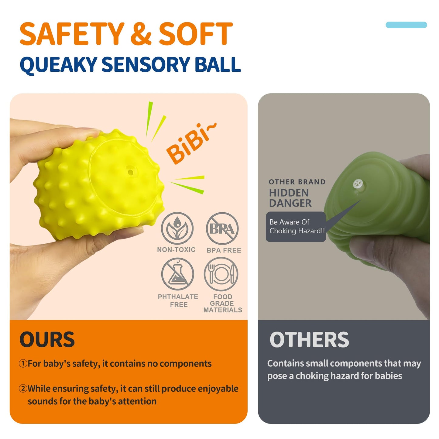Sensory Balls for Toddlers 1-3, Sensory Baby Toys 6-12 Months, Infant Squeeze Sensory Toys,Baby Rattle Ball, Baby Teething Sensory Montessori Toys Soft Chew Toy with Rattles for Babies