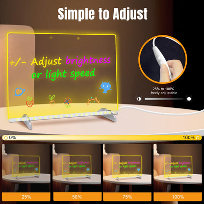Lumiboard Led Drawing Board with 8 Colors, 13"x10" Acrylic Dry Erase Board with 13 Light Effects, Glow Doodle Board Gifts for Kids for Easter Halloween Christmas Birthday Gifts Presents, 14 Pens