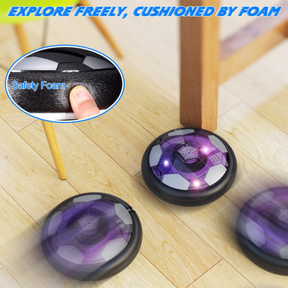 Ancesfun Kids Toys Hover Soccer Ball (Set of 2) with LED Lights and Foam Bumper for Age 3 4 5 6 7 8-16 Year Old Boys Girls, Rechargeable Air Powered Hover Balls with 2 Goals for Indoor Outdoor Game