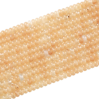76pcs 5x8mm Natural Stone Tea Watermenlon Jade Rondelle Spacer Loose Beads Abacus Disk Stone Round Loose Gemstone Beads for Jewelry Making DIY Bracelet Necklace