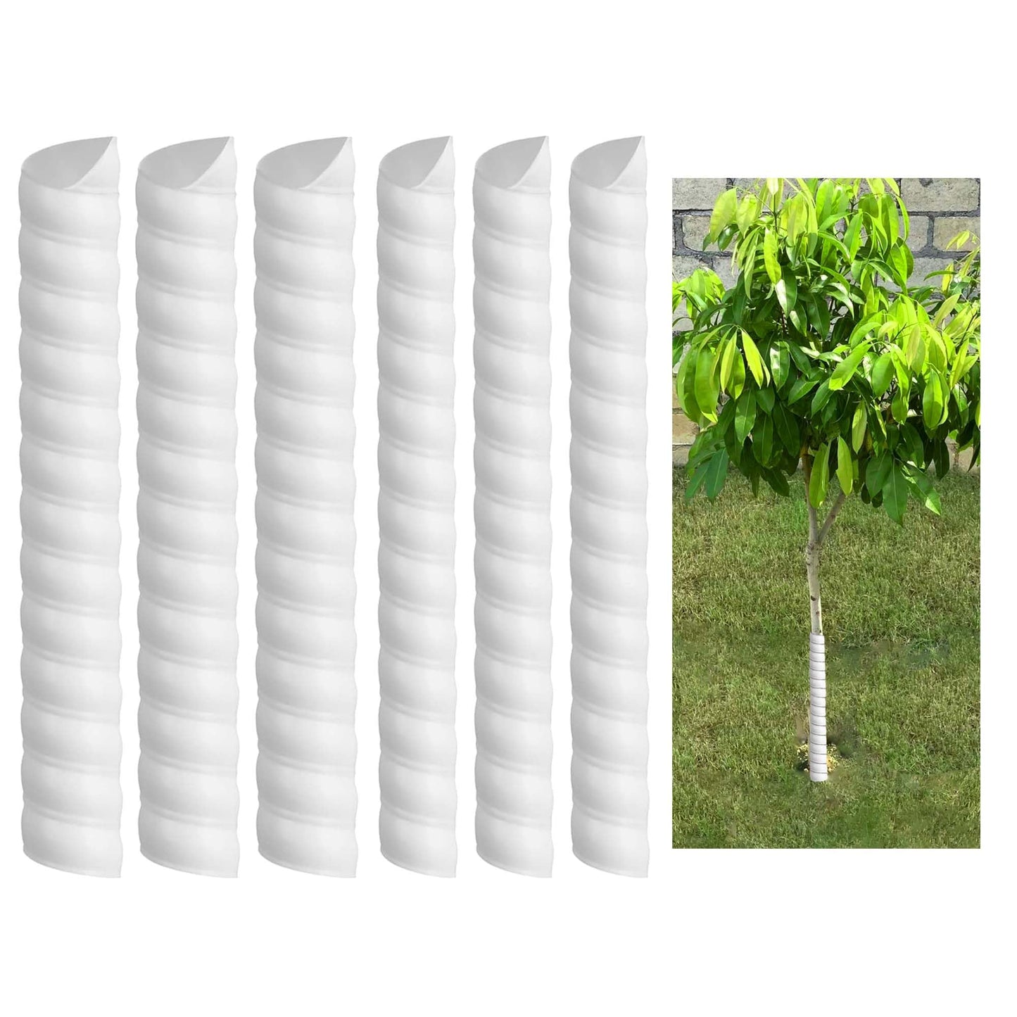 Watayo 6 Pcs Tree Trunk Protector- 2 Size Tree Wraps to Protect Bark- Plastic Spiral Tree Guard- Tree Bark Protector Tube Wraps to Protect Saplings Plants from Deer Rabbit Cats Rodents Mowers