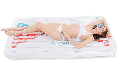 Jasonwell Pool Toys Games Floats - Adult Pool Pong Table Game Float with Cooler Cup Holders and 8 Balls Floating Pong Toss Party Games Water Toys Inflatable Lounge Raft Pools Accessories for Adults