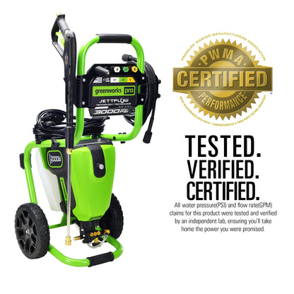 Greenworks Pro Brushless 3000 PSI (CSA Certified) 2.0 Max / 1.1 Electric Pressure Washer (Rugged Steel Frame, 25 Hose, 35 GFCI Power Cord)