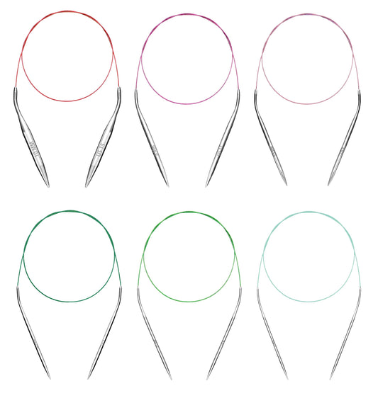 Circular Knitting Needles Set 6 Pairs 40 Inch (100 cm) Stainless Steel Round Needles for Magic Loop Sizes 15 11 9 7 4 1.5 Long Cable for Blankets Sweaters Scarves for Beginners & Knitters