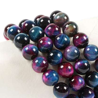 Justinstones Dyed Rose Blue Green Tiger Eye Gemstone 10mm Round Beads Stretch Bracelet 7 Inch Unisex