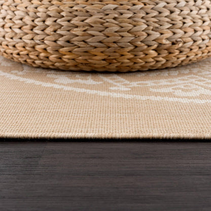 CAMILSON Outdoor Rug 8x10 Modern Area Rugs for Indoor and Outdoor Patios and Porches - Waterproof, Washable, Non-Shedding, Easy-to-Clean Outside Carpet (8 x 10, Medallion - Beige/White)