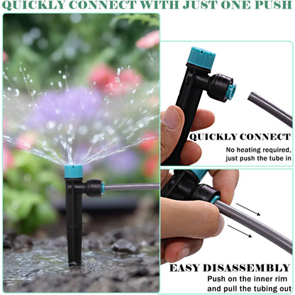 230FT Drip Irrigation System, Quick-Connect Automatic Garden Watering Misting System, with 1/2 inch and 1/4 inch Distribution Tubing, Drip Irrigation Kit for Lawn, Greenhouse, Patio