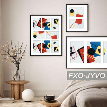 Fxojyvo 5x7 Picture Frame Collage Set of 6, Display 4 5x7 Picture Collage or 12x16 Photo Only Without Mat, Light Weight and High Transparent Frame for Wall - 6 Pack/Black/4-Openings