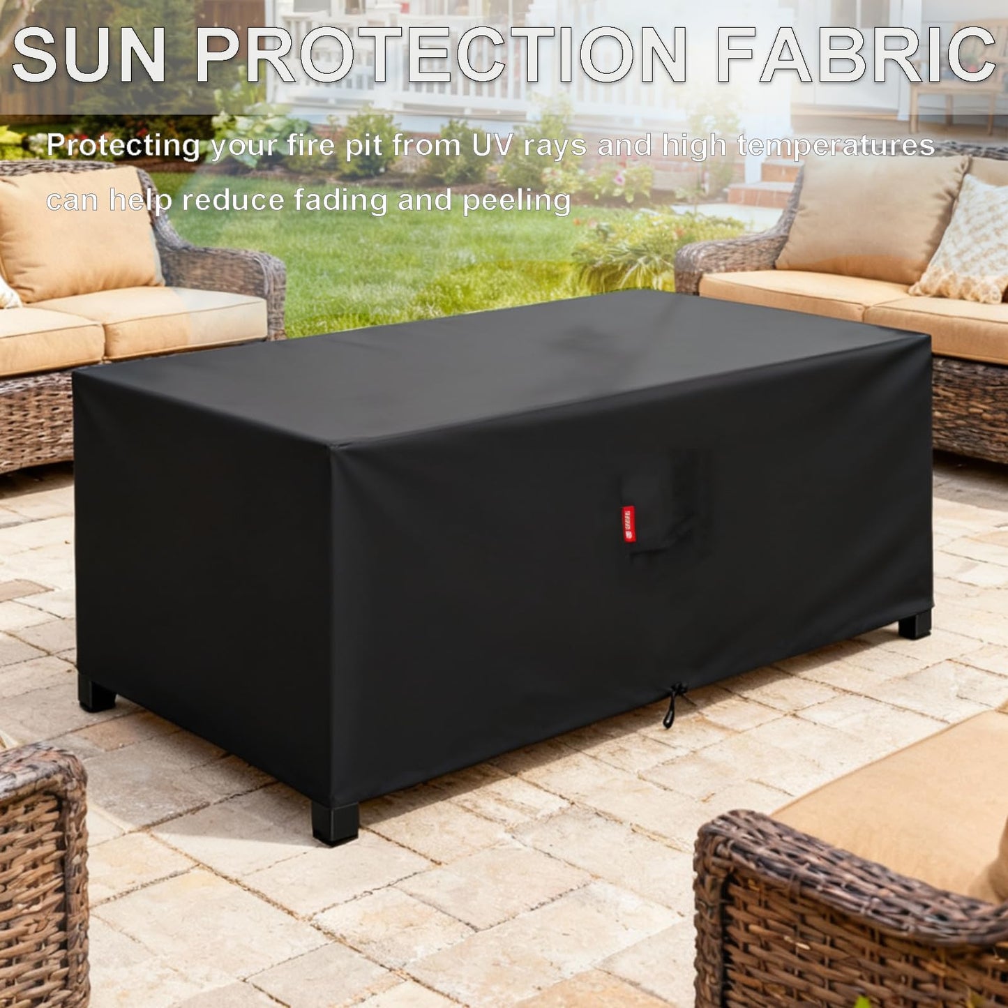 SheeChung Fire Pit Cover Rectangular-Fits 50-54 inch Table-Waterproof Heavy Duty 600D Outdoor Cover for Gas Fire Pit,Patio Deck Box Protector Patio Furniture Cover 54"Lx34"Wx24"H