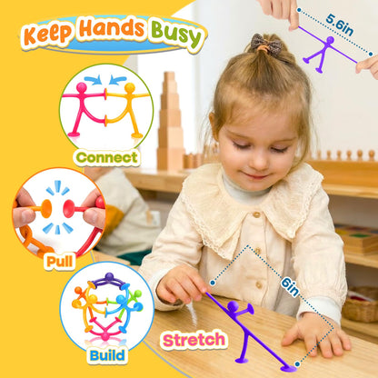 OleOletOy Suction Fidget Toys for Kids: 21 Pack Stretchy Suction Cup Sensory Toys - Bulk Fidgets for Kids Autism ADHD Classroom Prizes Party Favors - Travel Toys for Car Windows Road Trips