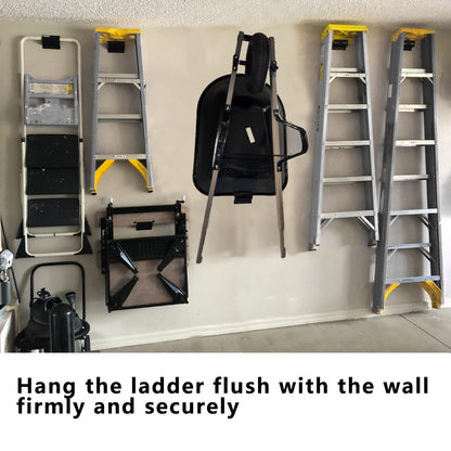 Juformin Heavy-Duty Ladder Hanger-Wall Mount Ladder Hooks for Storage-Wheelbarrow Hangers for Garage Wall-2 Pack