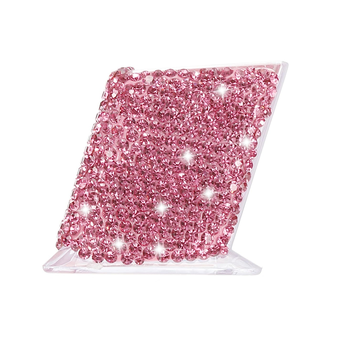 PATIKIL Rhinestone Business Card Holder, Crystal Business Card Holders Bling Business Card Organizer Display Stand for Desktop Desk Office Exhibition, Pink