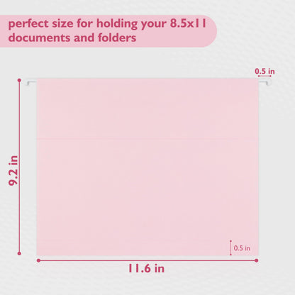 25 Packs Hanging File Folders,Cherry Pink Hanging File Folders Letter Size,Hanging Folders with 1/5-cut Tabs,Hanging Folders for Filing Cabinets, File Organizer Folder for Office,School,Home