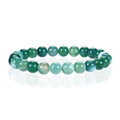 Cherry Tree Collection Lace Agate Green Beaded Bracelet – Genuine 8mm Gemstone Stretch Bracelet for Men & Women – Handmade Crystal Bracelet - (Lace Agate Green - S)