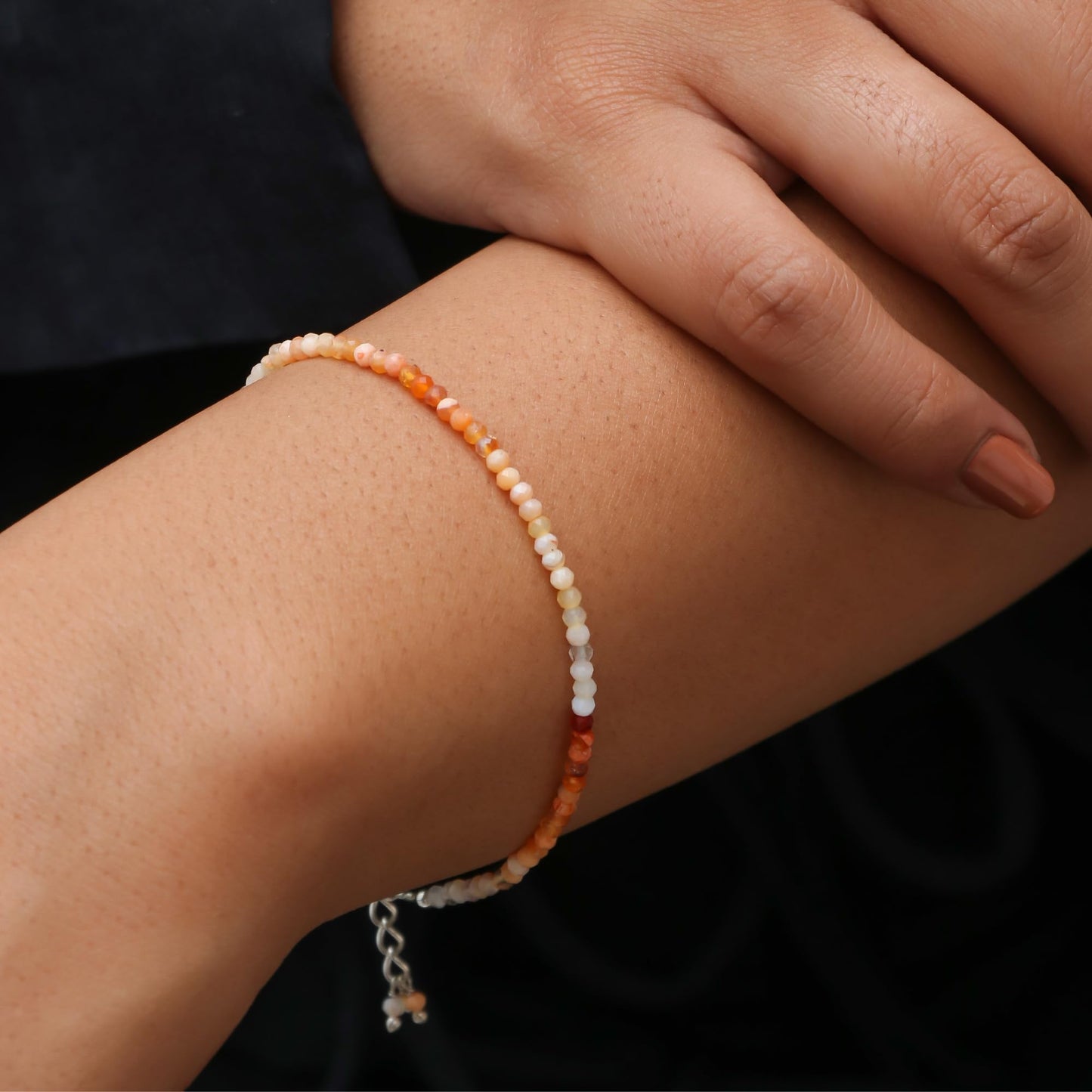 Gempires Aquamarine Bracelet for Women | Dainty Handmade Gemstone Beads 2.5 mm | Minimalist Stacking Bracelet | Lightweight Everyday Jewelry | March Birthstone Gift