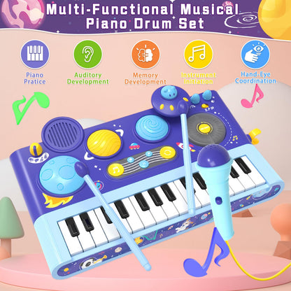 Mostop Baby Piano Drum Set for Toddlers 1-3: Musical Toys 5 in 1 Baby DJ Table Piano Keyboard Xylophone Instruments for 1 2 Year Old Boys Girls, Baby Musical Instrument Learning Toys Birthday Gift