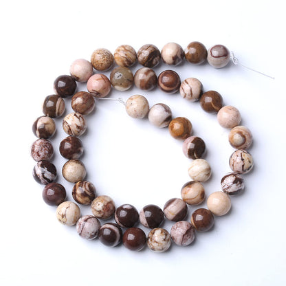10mm 38pcs Natural Stone Beads Australia Zebra Gemstone Round Loose Beads for Jewelry Making DIY Bracelet Crystal Energy Healing Power Stone (10mm, Australian Zebra Jasper)