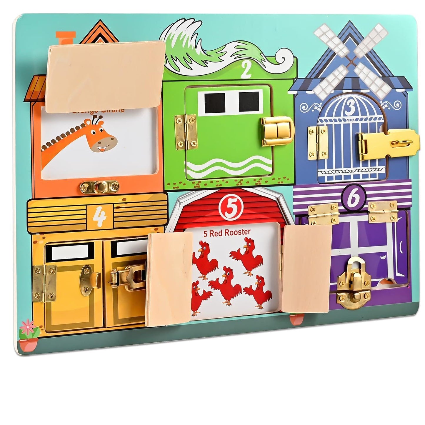 WoodTrove Wooden Activity Board, Wooden Latches Busy Board, Montessori Busy Board, Fine Motor Skills, Educational Preschool Learning Toy for Toddlers 3+
