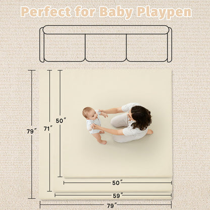 ILPEOD Waterproof Baby Play Mat for Floor Memory Foam 59 * 79 Cushion Playpen Playmat Tummy Time Crawling Mat Nursery Rug Thick Pad Create Soft & Safe Area for Infants,Toddler,Kids,Beige