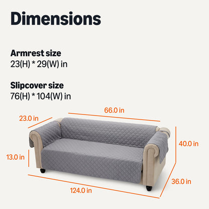 Amazon Basics Quilt Reversible Sofa Slipcover, Three seat Sofa, Large, Gray/Light Gray