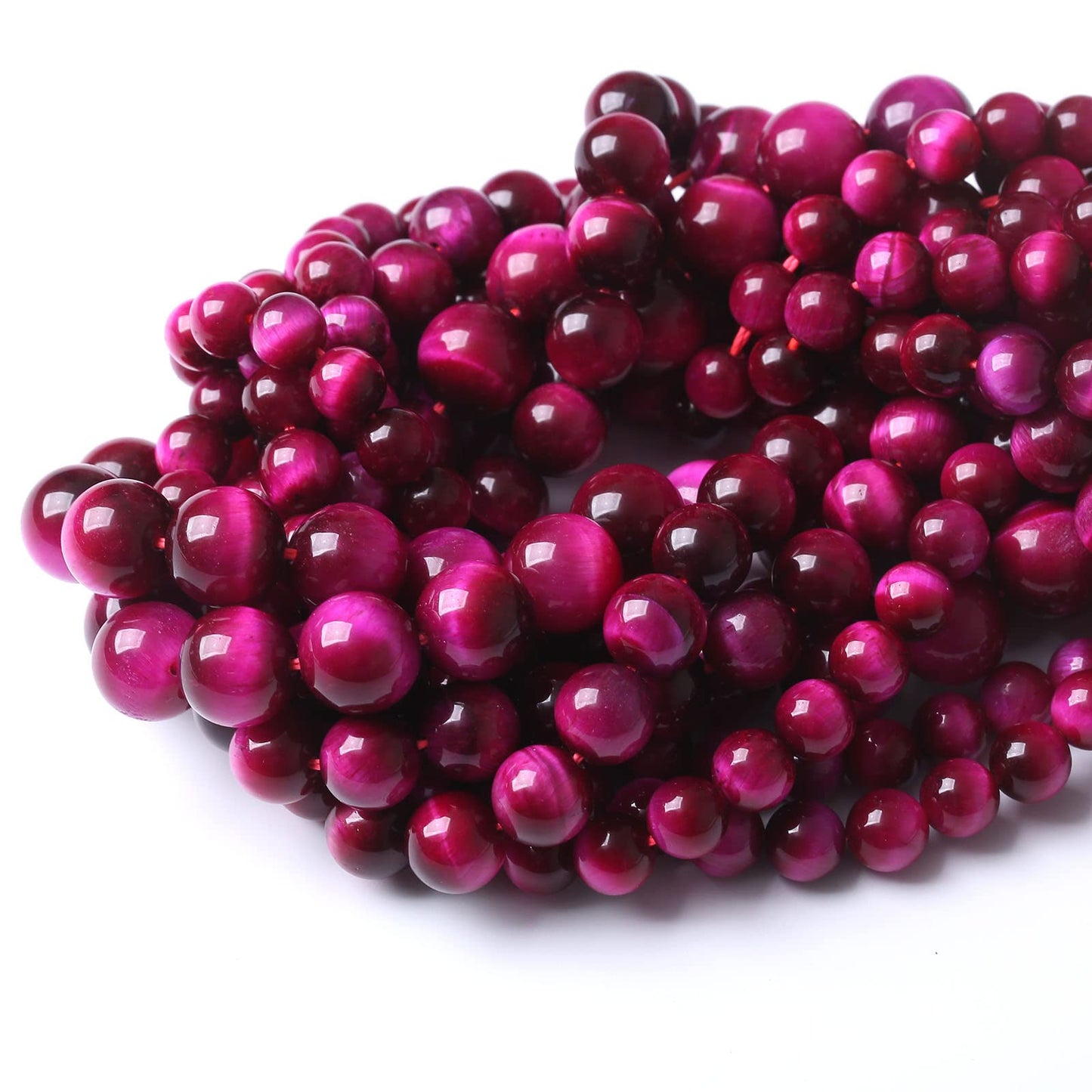 48PCS 8MM AAA Rose Red Tiger Eye Stone Beads Natural Gemstone Bead Crystal Healing Energy Jewelry Making DIY 15 inches