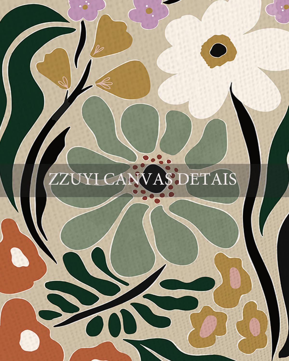 Zzuyi Framed Flower Market Wall Art,Green Vintage Botanical Canvas Wall Decor Paintings,Boho Floral Posters Prints Pictures for Bedroom Bathroom Living Room Home Decor 12x16in