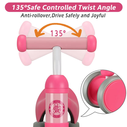 Baby Balance Bike Toys for 12-36 Months Kids Toy Boy Girls Gifts Toddler Best First Birthday Gift Children Walker No Pedal Infant 4 Wheels Bicycle (Rose Red)