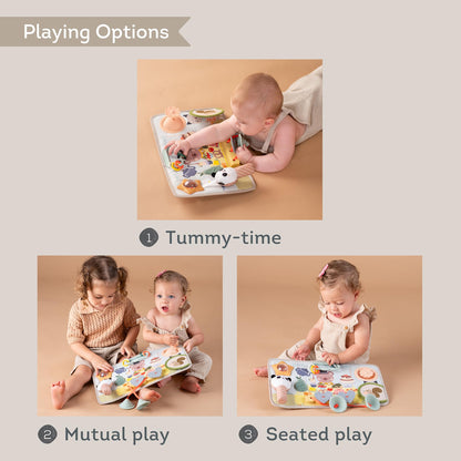 Taf Toys Play Station - 6 Months & up Multi-Sensory Montessori Busy Board for 1 Year Old - 12 Engaging Features: Silicone Pop Up, Peek-A-Boo, Mirror - Baby Busy Board - Travel Toys for Toddler 1-3