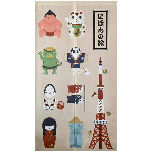 Noren Japanese Doorway Curtain Artistic Painting Door Curtains for Home Decor Kitchen Partition Bedroom Door Decor (Travel in Japan, 33.5" W x 67" L) NR1856