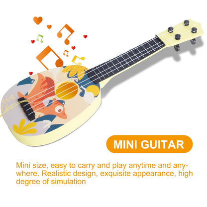 YOLOPLUS+ Kids Toy Ukulele, Kids Guitar Musical Toy,17 Inch 4 Steel Strings, with Pick, Play Early Educational Learning Musical Instrument Gift for Preschool Children (Yellow)