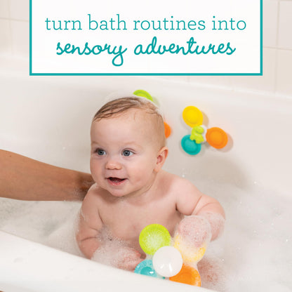 Infantino Silicone Bath Pop Spinners - Sensory Dinosaur Toys with Suction Cups, Engaging Bath Time Fun for Toddlers, 3-Piece