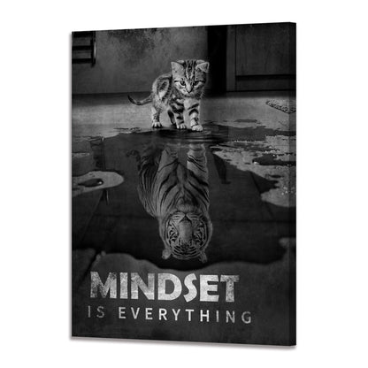 Inspirational Canvas Prints Cat Tiger Wall Art Mindset Pictures Motivational Quotes Animal Poster for Office Decor Framed Ready to Hang 20x30inches