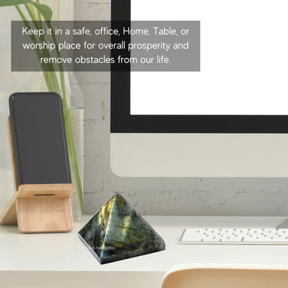 Amazing Gemstone Labradorite Pyramid Crystal Healing Stones - 2" Great Pyramid Figurine of Natural Stone Pyramid for Meditation, Reiki, Chakra Balancing and Crystal Pyramids Grid