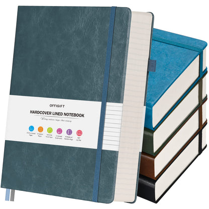 5 Pack College Ruled Notebook, 312 Numbered Pages Thick Notebooks Bulk, 100gsm No Bleed Paper Hardcover Leather Journal, Lined Journal Notebook Set for Women Men School Office, A5, Multicolor