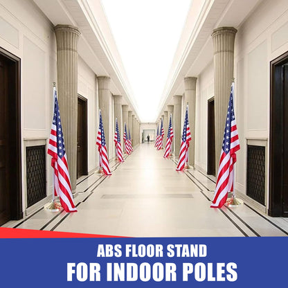 Super Tough Floor Stand Base for Indoor Flagpole - Metallic Gold | Durable ABS Plastic | Fits 1" to 1 1/4" Poles | Unweighted with Fillable Design | Easy Assembly with Elegant Gold Finish