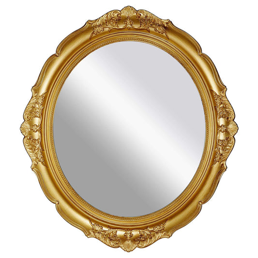 OMIRO Decorative Wall Mirror, Vintage Hanging Mirrors for Bedroom Bathroom Dresser Decor, Oval Antique Gold 13" W x 15" L
