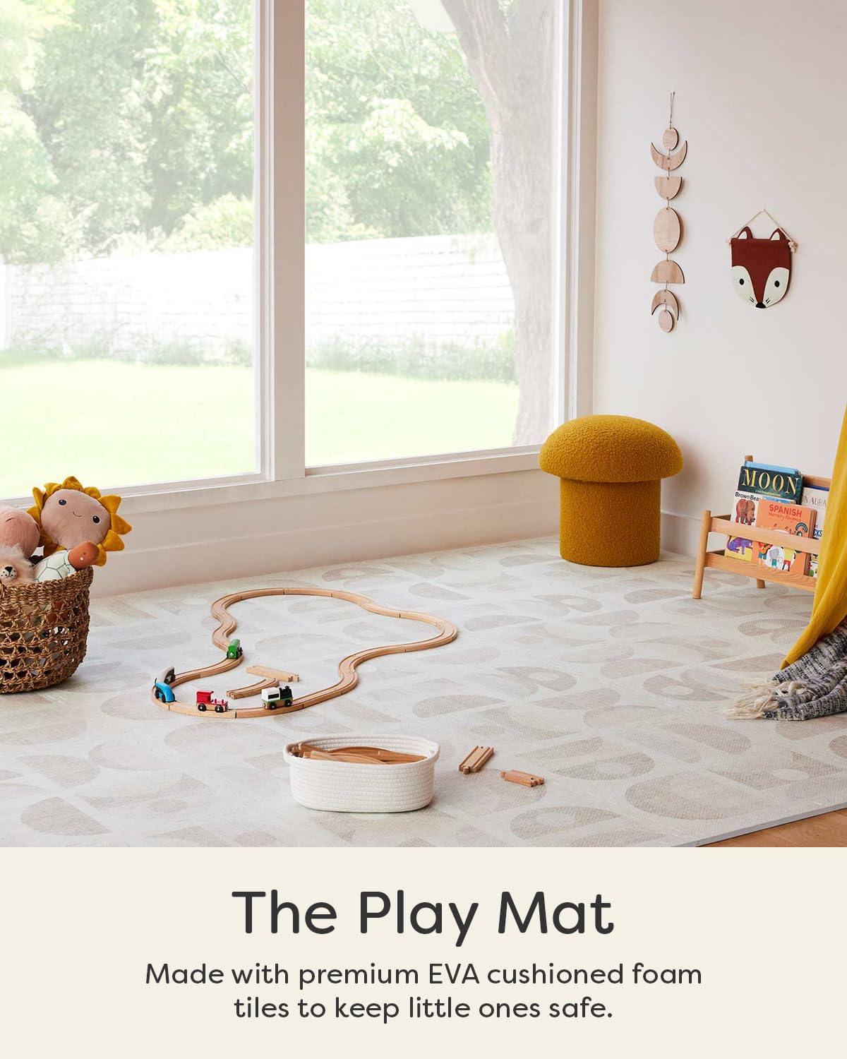 House of Noa Play Mat – 4x6 Sandstone Luna – Set of 6 Tiles – Cushioned EVA Foam Play Mat for Floor, Soft Interlocking Mats for Hard Floors