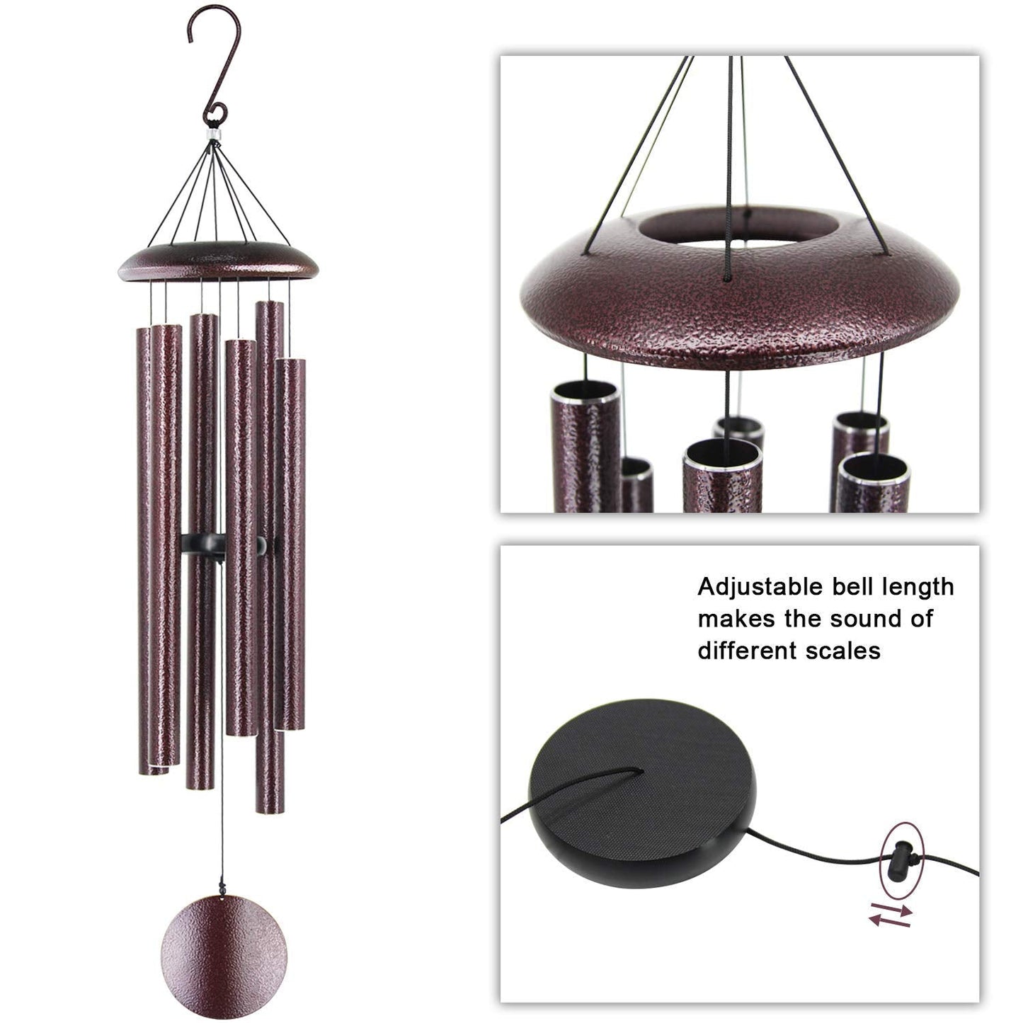 ASTARIN Outdoor Wind Chimes, 45 in Memorial Chimes with 6 Heavy Tubes, Large Deep Tone for Garden Hanging Decor, Sympathy Gifts. Bronze