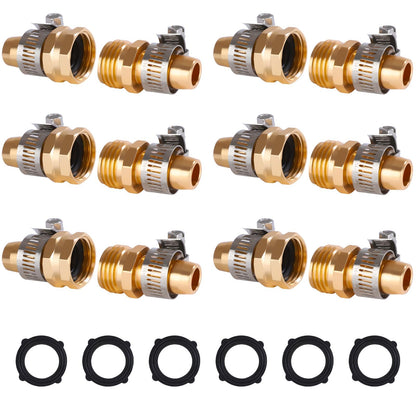 Dalmbox Garden Hose Quick Connector, 3/4" Male and Female Quick Release Garden Hose Connect Fittings With 6 Rubber Washers,6 sets