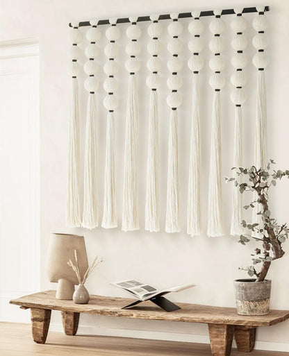IOWER Large Macrame Wall Hanging Macrame Wall Decor Sphericity Cotton Textile Wall Hanging Boho Wall Decor Art Fiber Yarn Art Handmade 39" Wx39 L