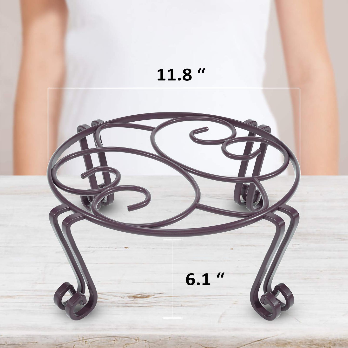 Yimobra Tall Plant Stand Outdoor, Metal Planter Stands for Indoor Plants, 11.8x6 Inches Heavy Duty Pots Holder, Garden Container Rack, Large Wrought Iron Pumpkin Stand, Bronze/Brown