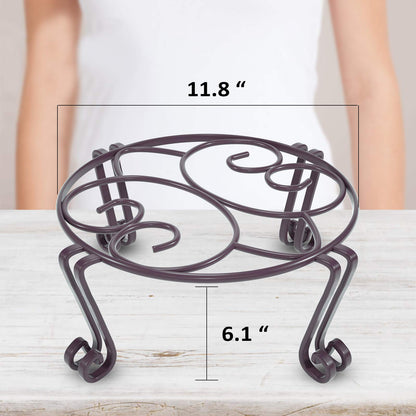 Yimobra Tall Plant Stand Outdoor, Metal Planter Stands for Indoor Plants, 11.8x6 Inches Heavy Duty Pots Holder, Garden Container Rack, Large Wrought Iron Pumpkin Stand, Bronze/Brown