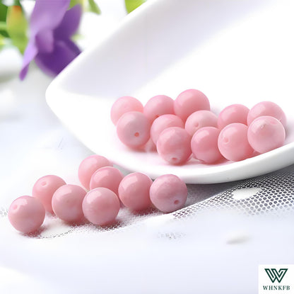 WHNKFB 6mm 100PCS Natural Pink Opal Round Beads, Rose Quartz-Like Loose Gemstone Beads for Jewelry Making Craft - 4mm 6mm 8mm 10mm Options with Free Elastic Cord